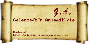 Gelencsér Annamária névjegykártya